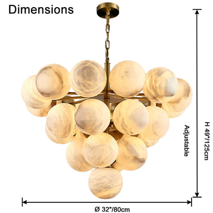 WOMO Tiered Alabaster Globe Chandelier-WM2867