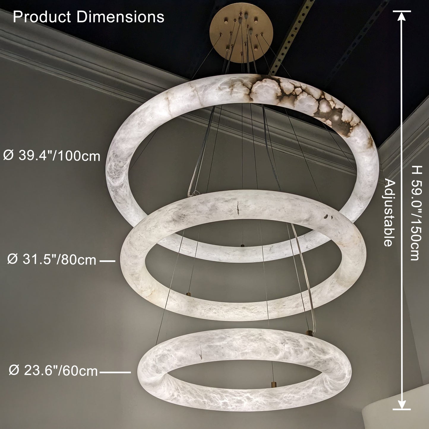 WOMO Alabaster Circular LED Chandelier-WM2874