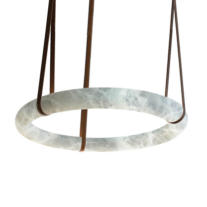 WOMO Alabaster Circular Leather Chandelier-WM2875