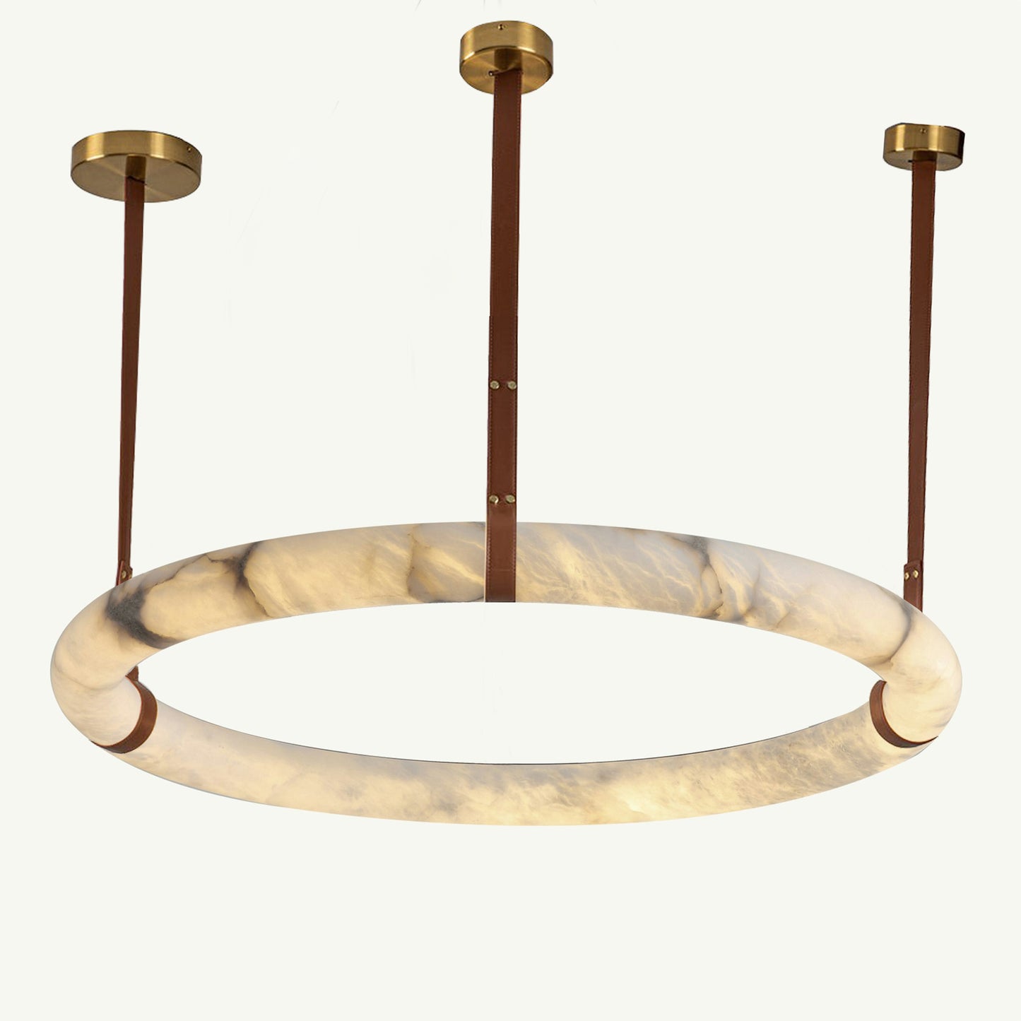 WOMO Alabaster Circular Leather Chandelier-WM2875