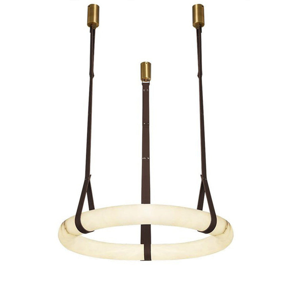 WOMO Alabaster Circular Leather Chandelier-WM2875