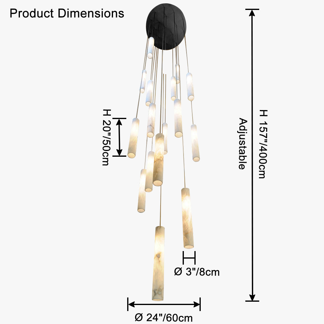 WOMO Alabaster Tube Staircase Chandelier-WM2881