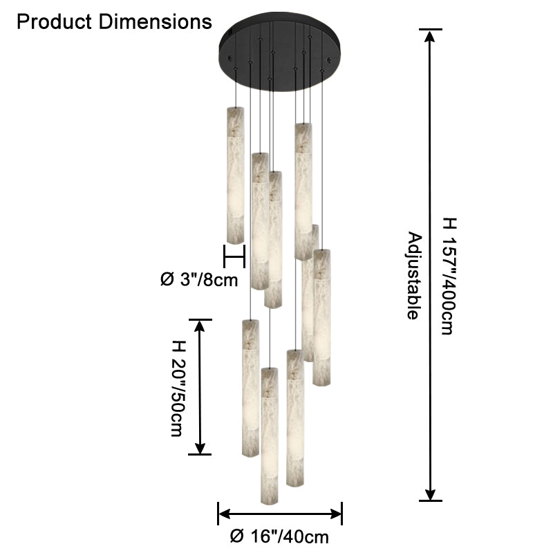 WOMO Alabaster Tube Staircase Chandelier-WM2881