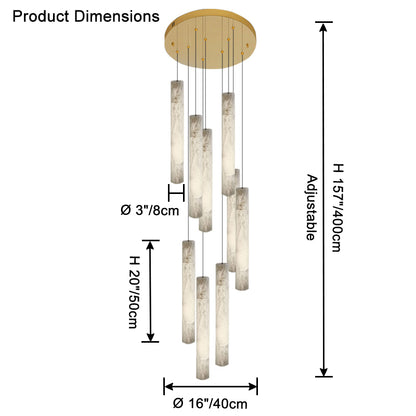 WOMO Alabaster Tube Staircase Chandelier-WM2881