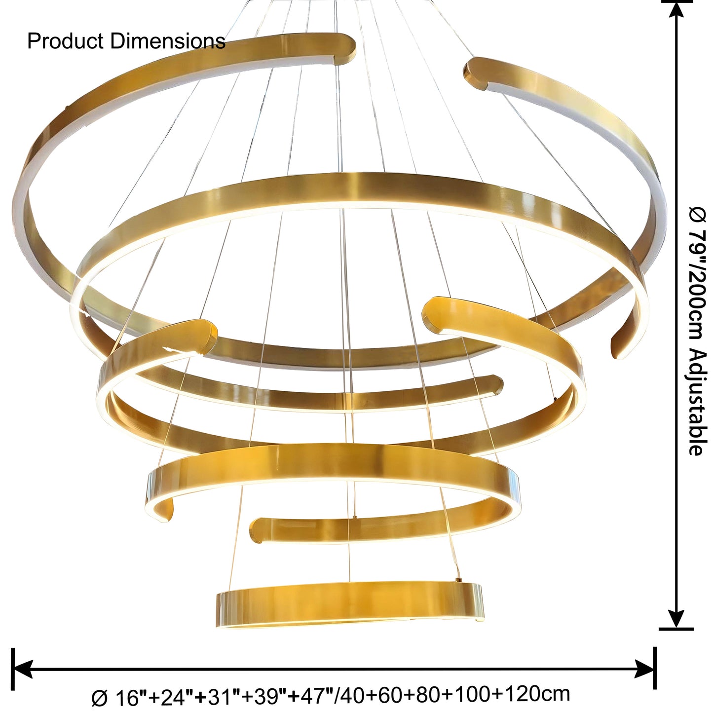 WOMO Gold Tiered Ring Chandelier-WM2916