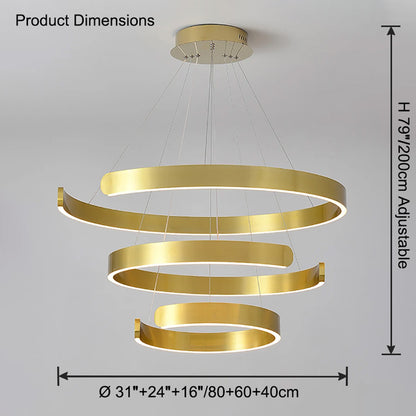 WOMO Gold Tiered Ring Chandelier-WM2916