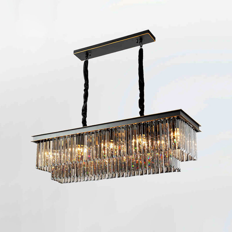 WOMO Smoked Crystal Rectangular Chandelier-WM2918