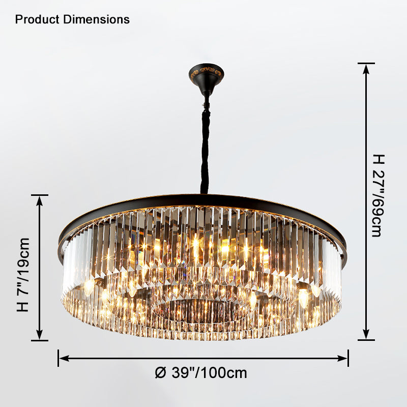 WOMO Smoked Crystal Round Chandelier-WM2919