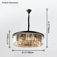 WOMO Smoked Crystal Round Chandelier-WM2919