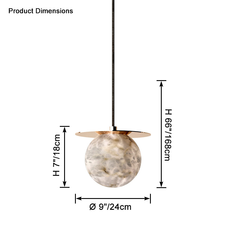 WOMO Alabaster Globe Disc Pendant Light-WM2921