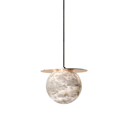 WOMO Alabaster Globe Disc Pendant Light-WM2921