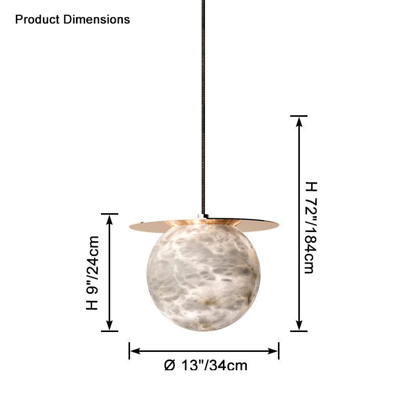 WOMO Alabaster Globe Disc Pendant Light-WM2921