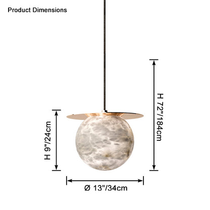 WOMO Alabaster Globe Disc Pendant Light-WM2921