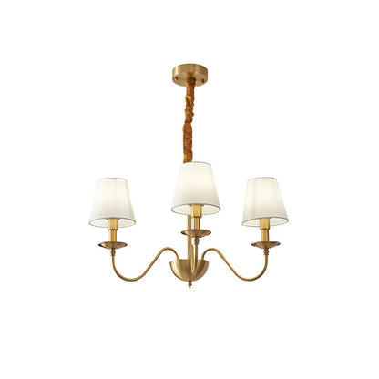 WOMO Gold Fabric Shaded Chandelier-WM2951