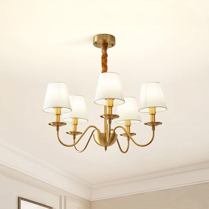 WOMO Gold Fabric Shaded Chandelier-WM2951