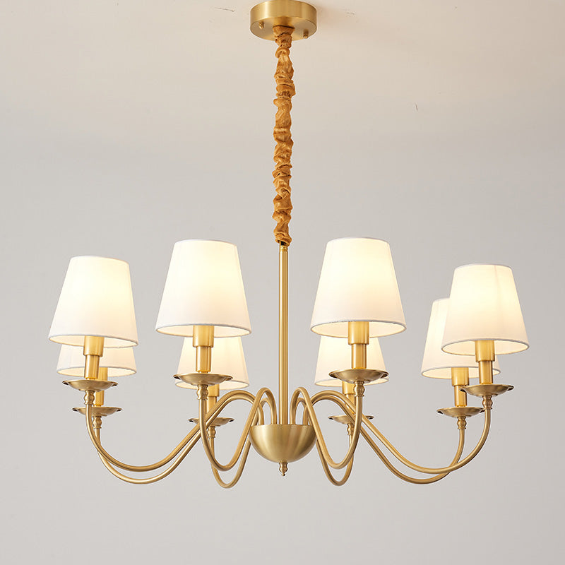 WOMO Gold Fabric Shaded Chandelier-WM2951