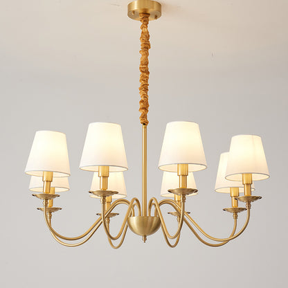 WOMO Gold Fabric Shaded Chandelier-WM2951