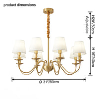 WOMO Gold Fabric Shaded Chandelier-WM2951