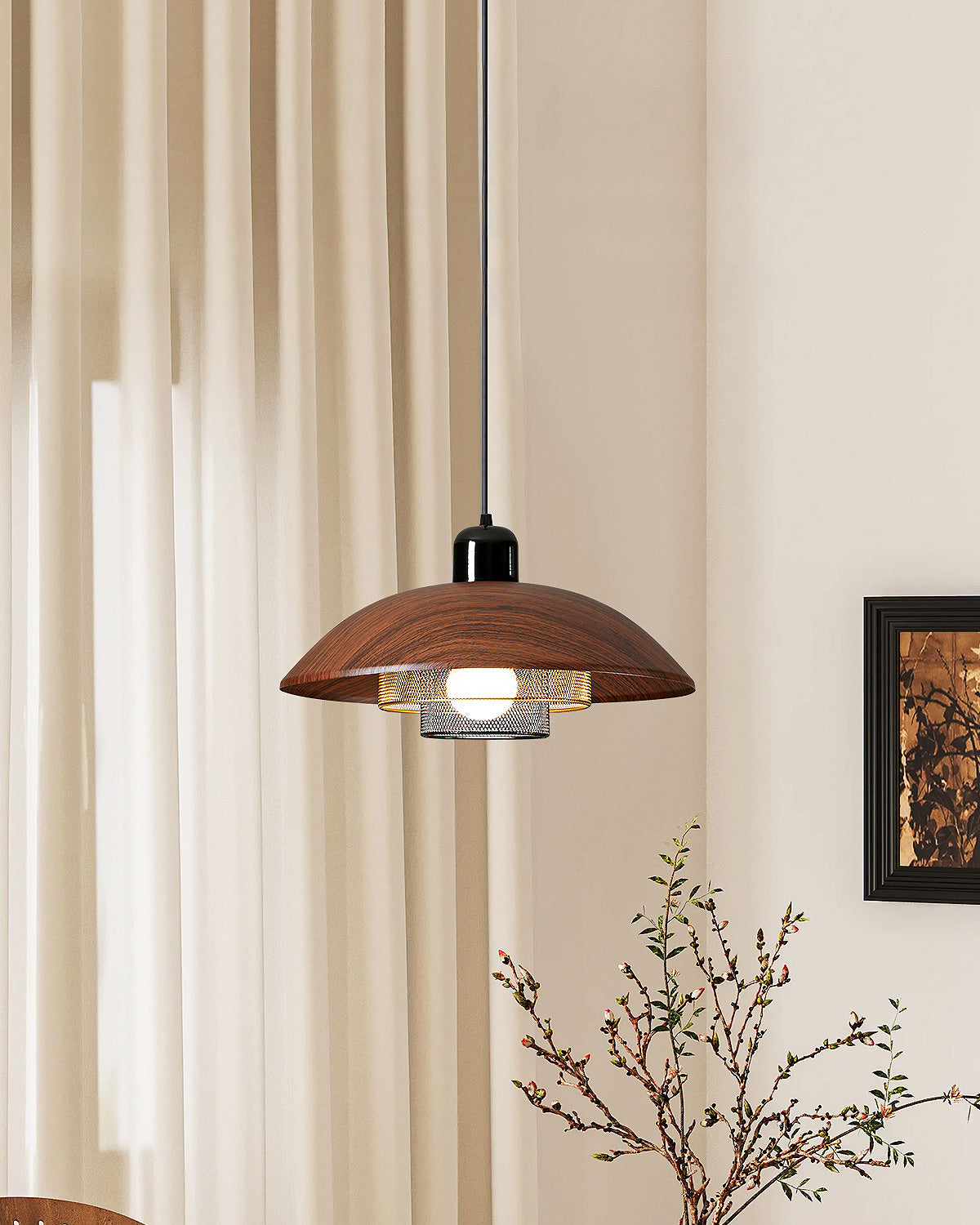 WOMO Walnut Dome Pendant Light-WM2983