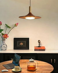 WOMO Walnut Cone Disc Pendant Light-WM2986
