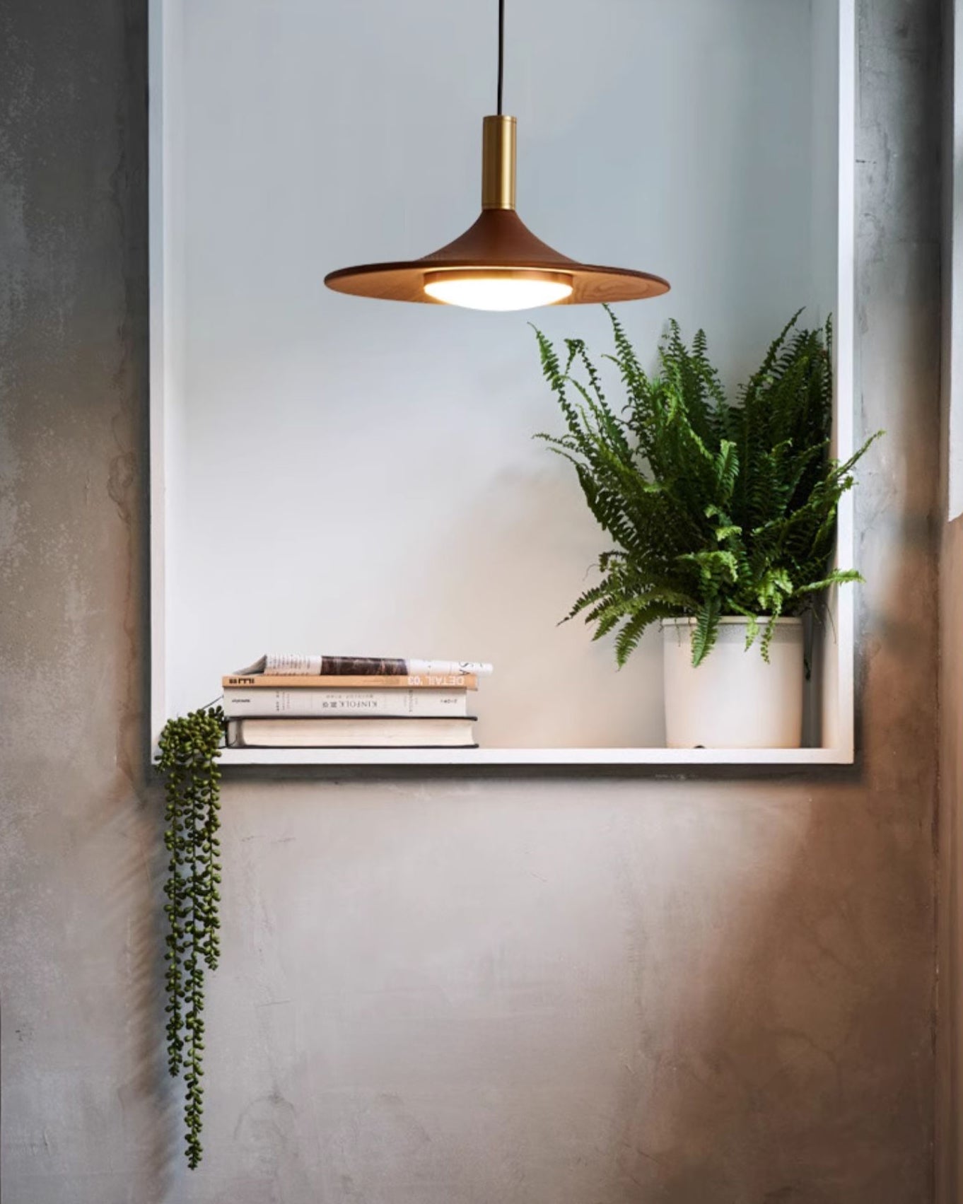 WOMO Walnut Cone Disc Pendant Light-WM2986
