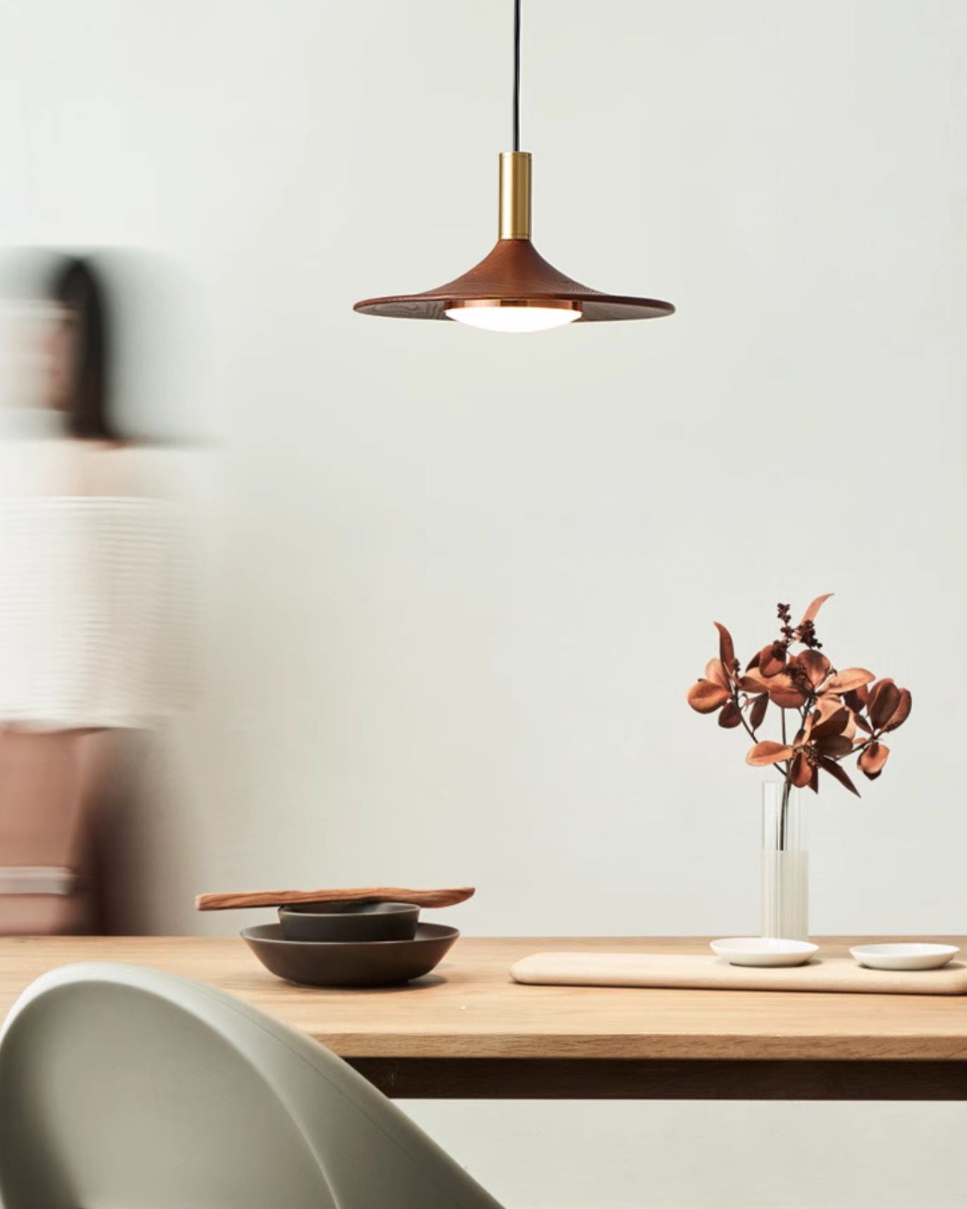 WOMO Walnut Cone Disc Pendant Light-WM2986