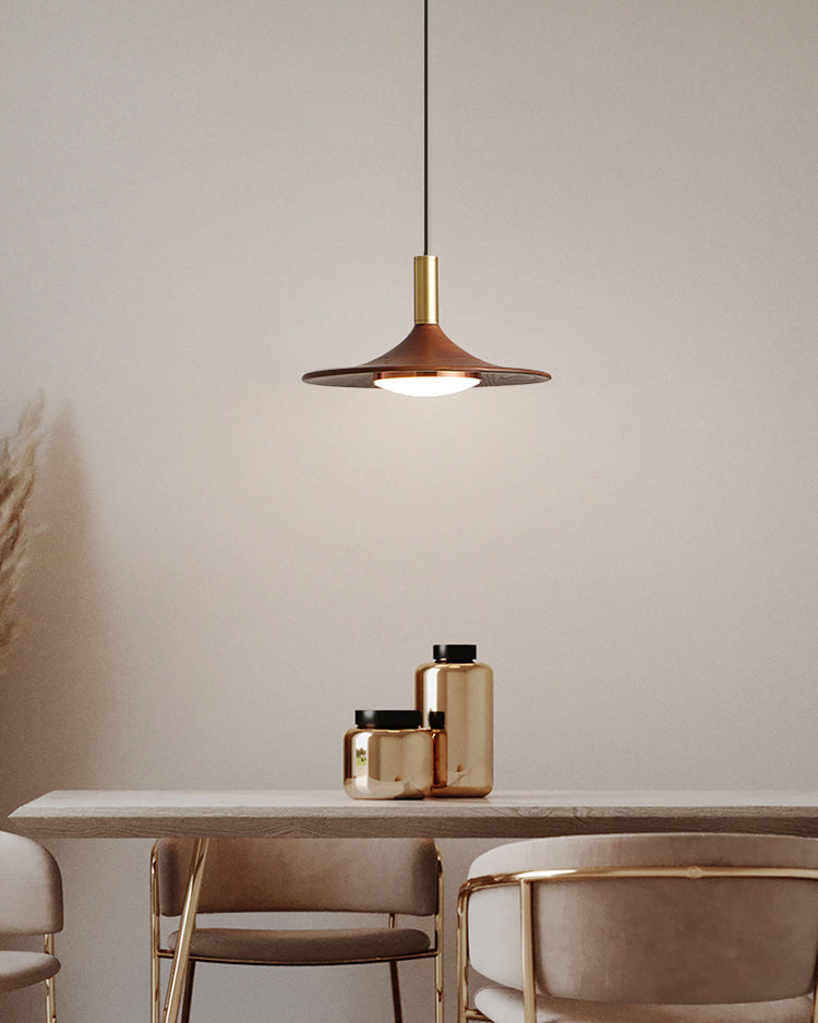 WOMO Walnut Cone Disc Pendant Light-WM2986