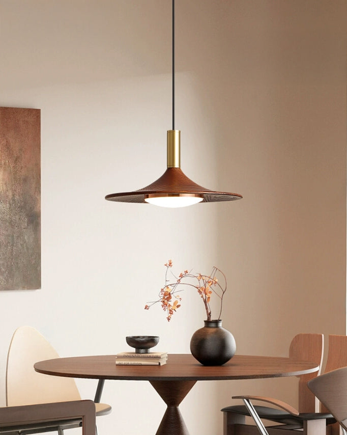 WOMO Walnut Cone Disc Pendant Light-WM2986