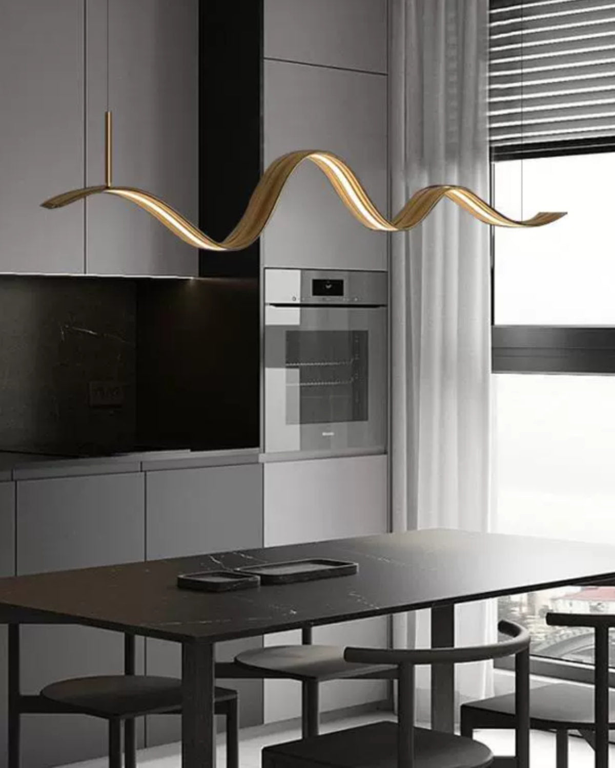 WOMO Minimalist Wavy Linear Pendant Light-WM2990