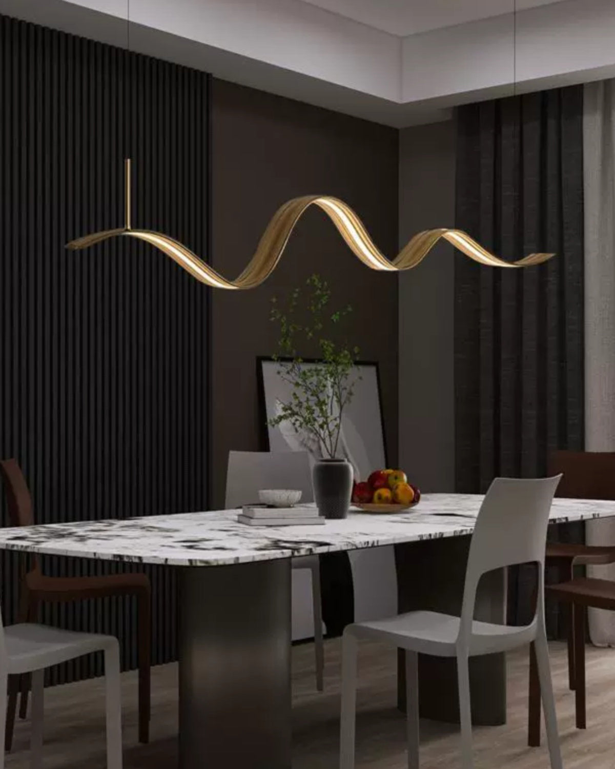WOMO Minimalist Wavy Linear Pendant Light-WM2990