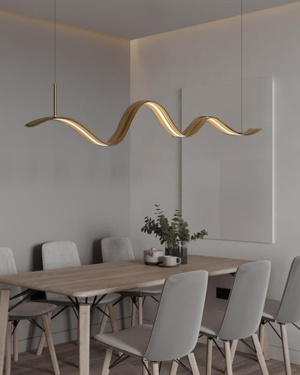 WOMO Minimalist Wavy Linear Pendant Light-WM2990