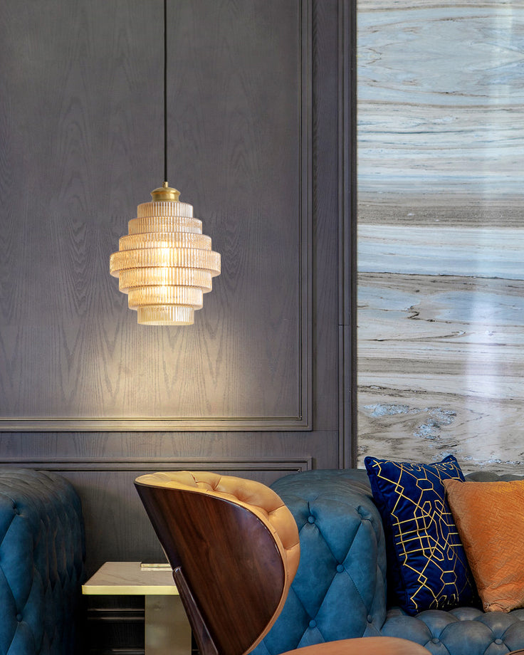 WOMO Drum Glass Pendant Light-WM2996