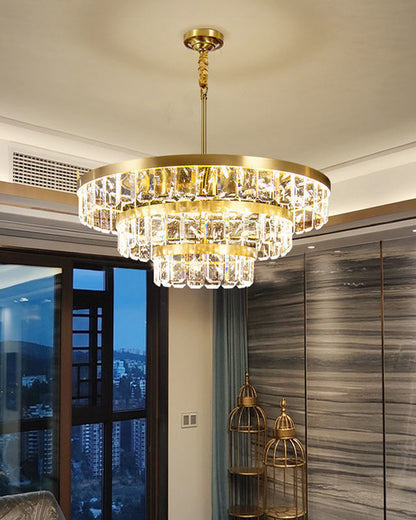 WOMO Tiered Gold Crystal Chandelier-WM2539