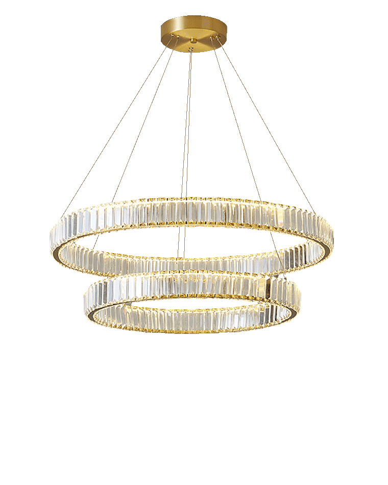 WOMO 2 Tier Crystal Prism Circular Chandelier-WM2192