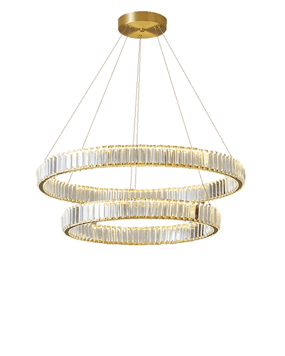 WOMO 2 Tier Crystal Prism Circular Chandelier-WM2192