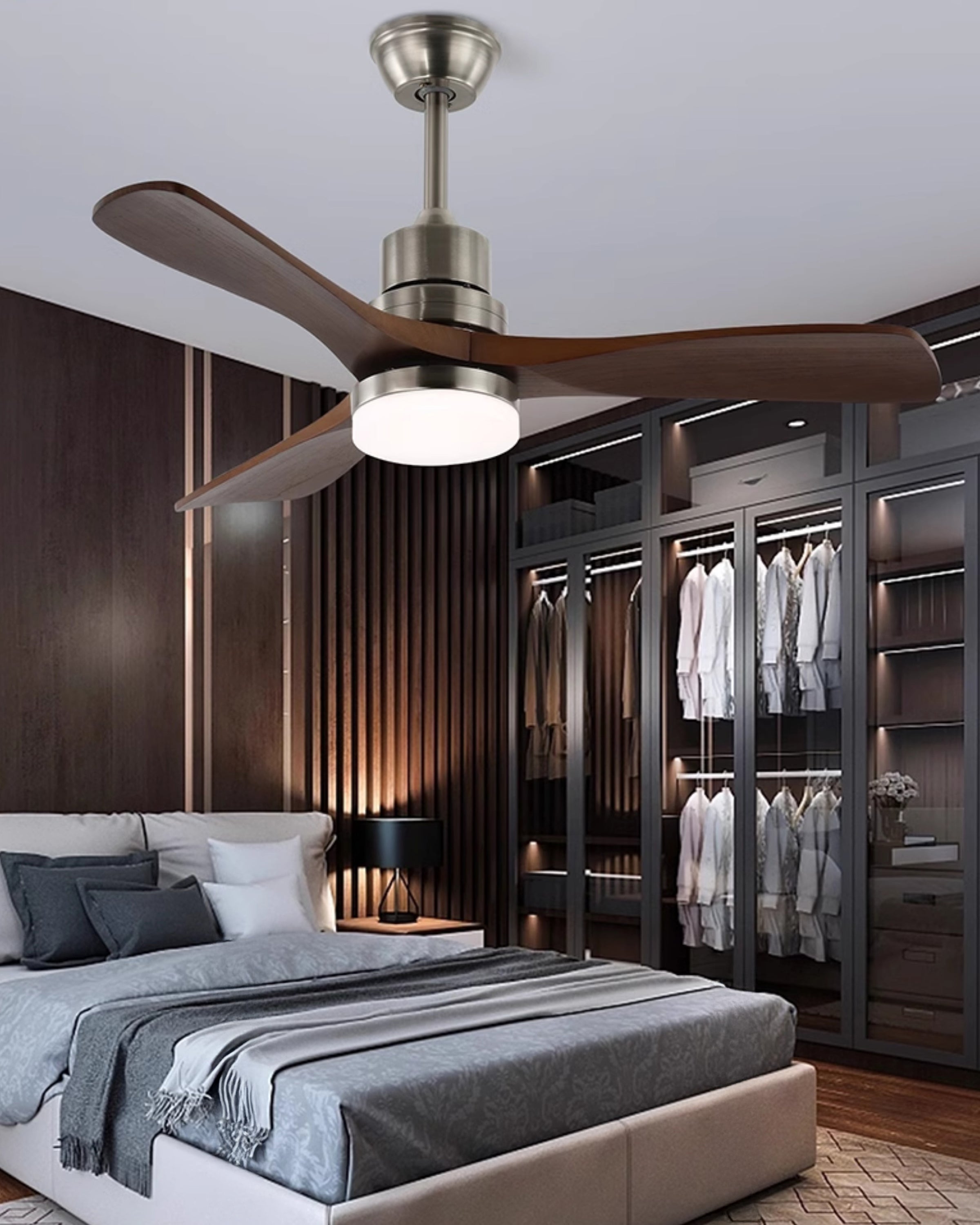 WOMO Mid Century Modern Ceiling Fan Lamp-WM5147