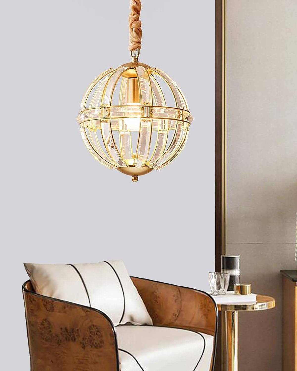 WOMO Cage Crystal Orb Pendant Light-WM2595