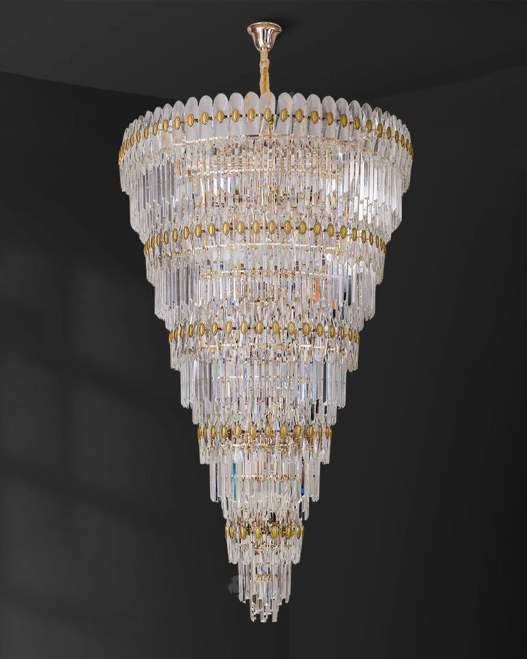 WOMO Tiered Tapered Gold Crystal Chandelier-WM2533