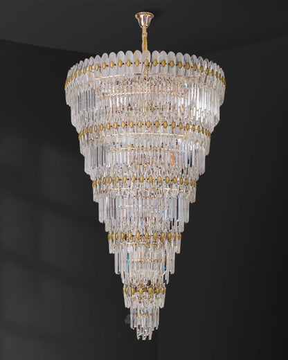 WOMO Tiered Tapered Gold Crystal Chandelier-WM2533