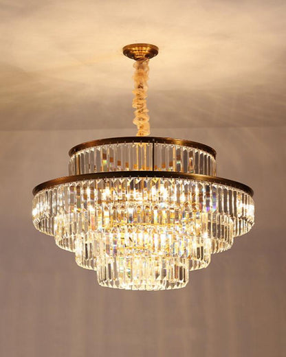 WOMO Tiered Gold Crystal Prism Chandelier-WM2653