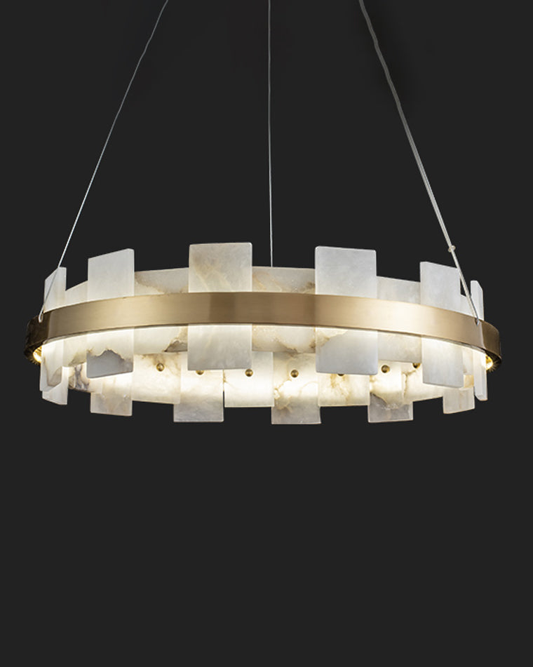 WOMO Gold Alabaster Round Chandelier-WM2394