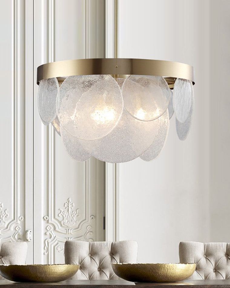 WOMO Round Textured/Seeded Glass Chandelier-WM2741