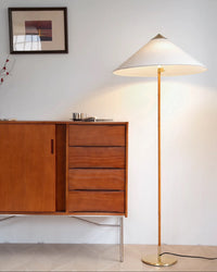 WOMO Rattan Fabric Cone Floor Lamp-WM7095