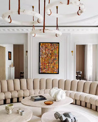 WOMO Alabaster Circular Leather Chandelier-WM2875