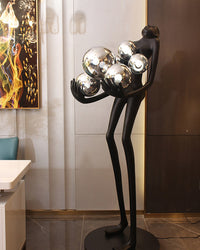 WOMO Sculptural Glass Globe Floor Lamp-WM7083