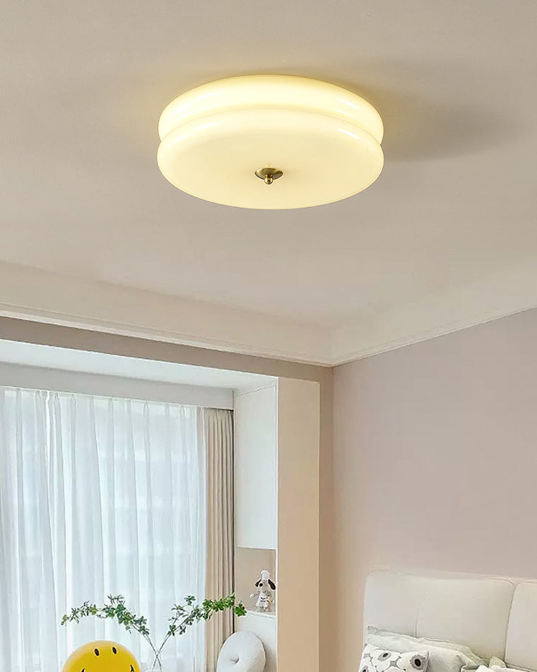 WOMO Round Cream Glass Flush Mount Ceiling Light-WM1132