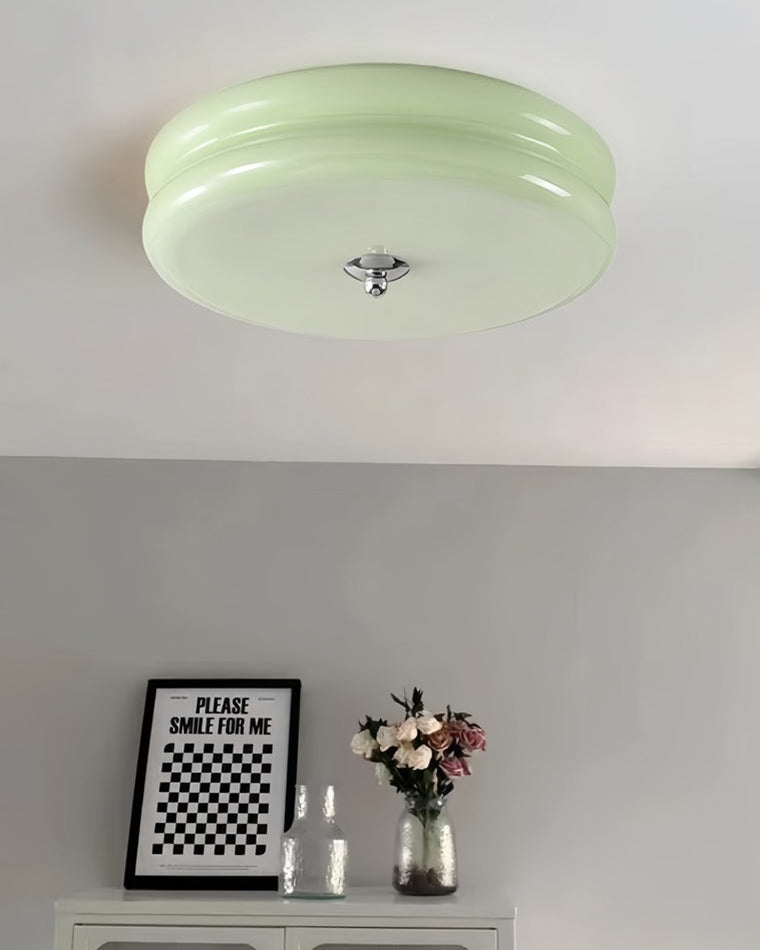 WOMO Round Cream Glass Flush Mount Ceiling Light-WM1132