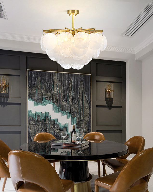WOMO Tiered Textured Glass Cloud Chandelier-WM2005