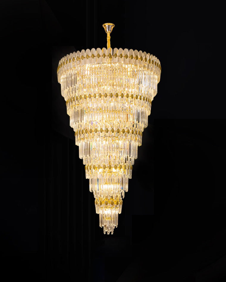 WOMO Tiered Tapered Gold Crystal Chandelier-WM2533