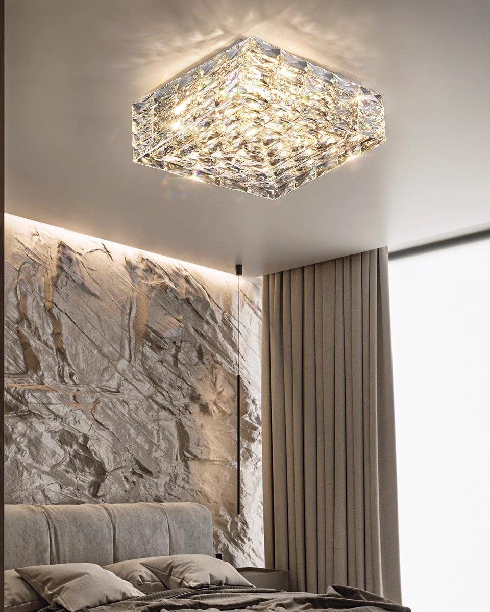 WOMO Square Crystal Flush Mount Ceiling Light-WM1130